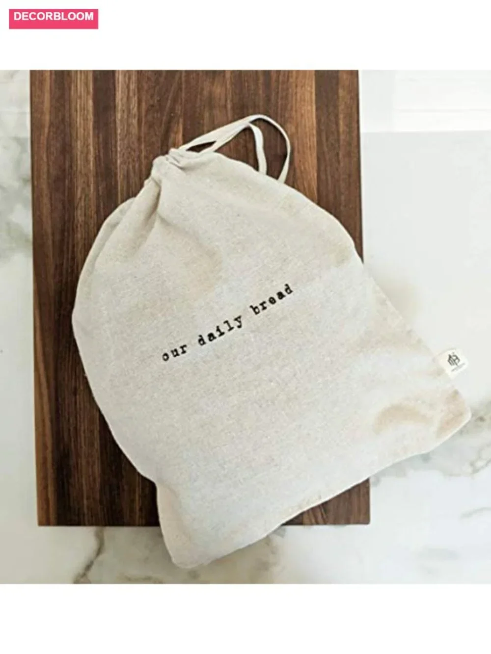 Set of 2 Linen Bread Bags with Drawstring Closure, Reusable Food Storage for